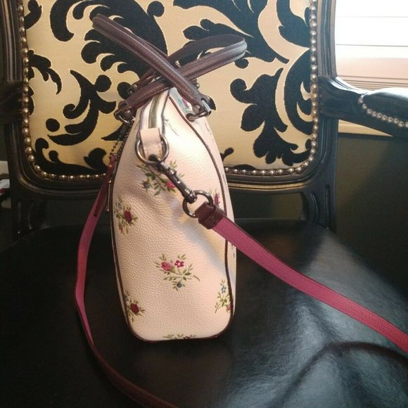 🌹🥀HTF🥀🌹NeW COACH CROSS STITCH FLORAL PRAIRIE ROSE SATCHEL HANDBAG F22829 - Picture 8 of 15